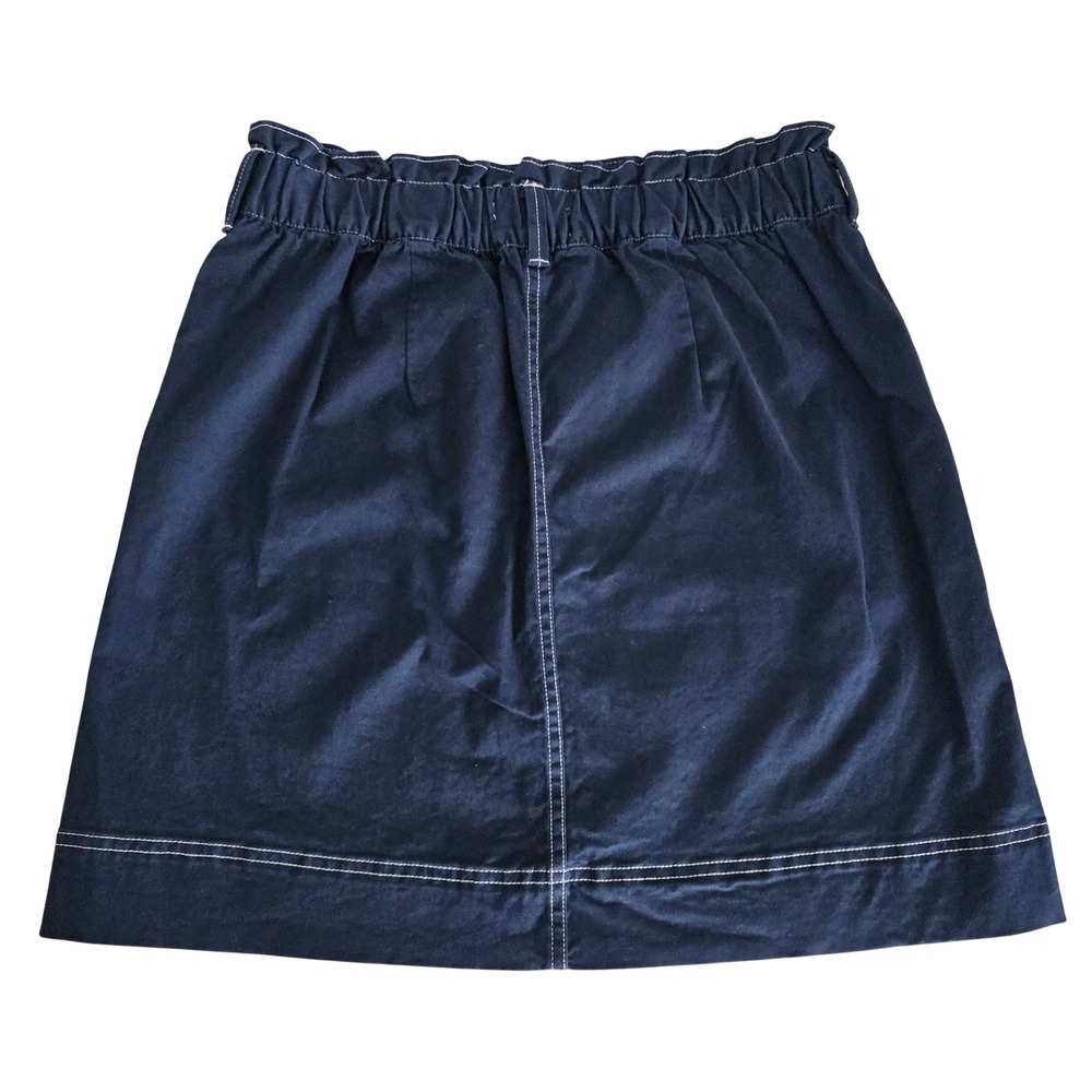 Free Assembly Navy Blue Contrast Stitch Paperbag Waist Mini Skirt Small NWT - Picture 3 of 10